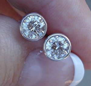 Bezel-Set Diamond Stud Earrings